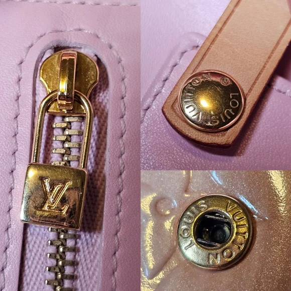 Authentic LOUIS VUITTON Vernis Walker Pink Tri-Fold Crossbody Wallet - Picture 10 of 14